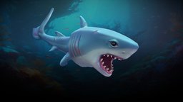Stylized Shark shark, fish, flying, rpg, creatures, deepsea, mmo, rts, fbx, water, moba, sharks, shark-tooth, sharkcreature, handpainted, lowpoly, creature, animal, animation, stylized, fantasy, sea