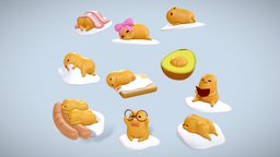 Gudetama printable miniatures food, cute, japan, egg, miniatures, printable, omelette, gudetama, yolk, character, cartoon