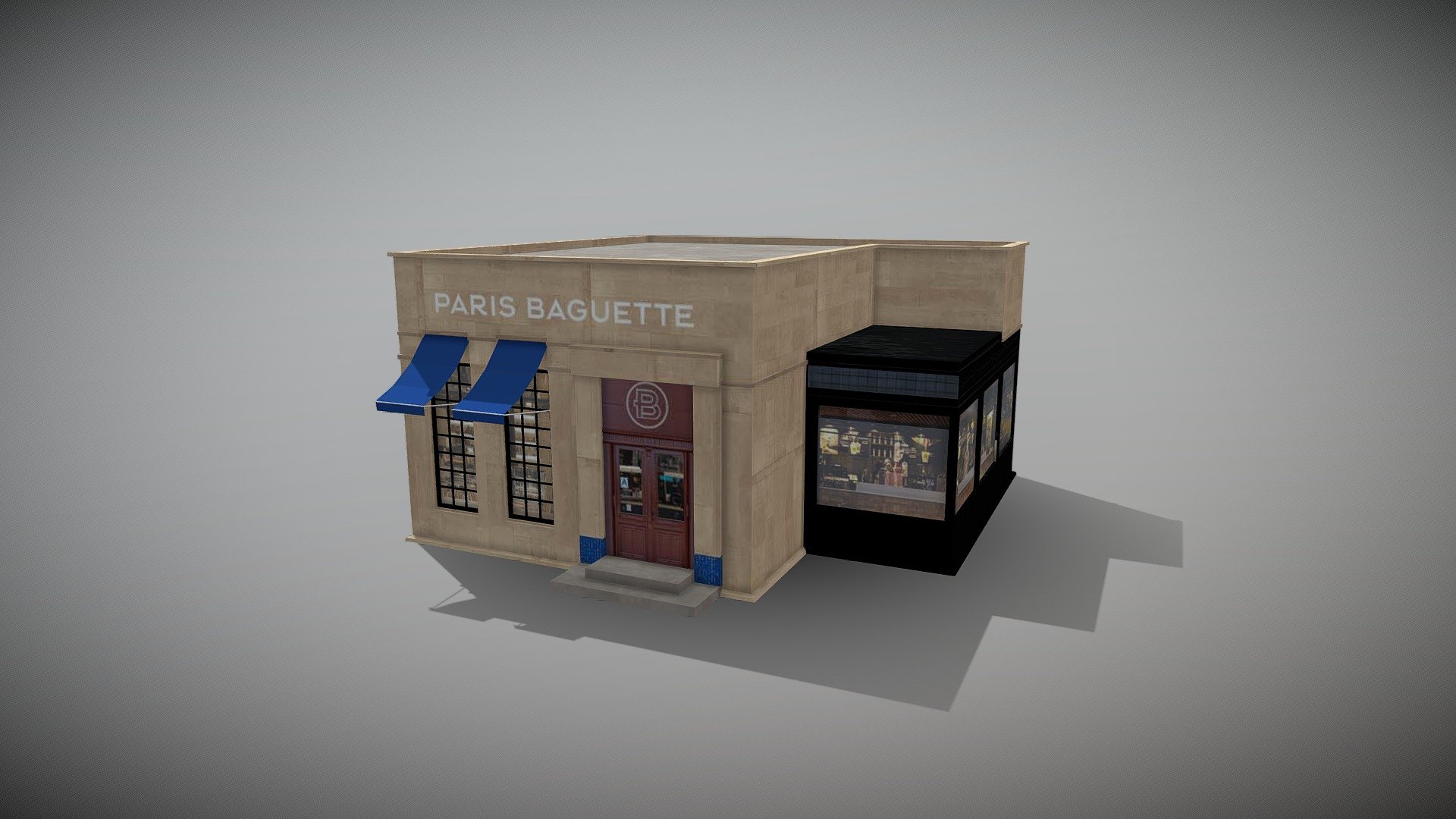 Paris Baguette Bakery based in Phnom Penh.

Reference: https://goo.gl/maps/2UaUA6o17WDMtSW28

Main Tris: 1947 | Texture: 2048x2048 - Paris Baguette Bakery - 3D model by renkon (@panhchakvoth) 3d model