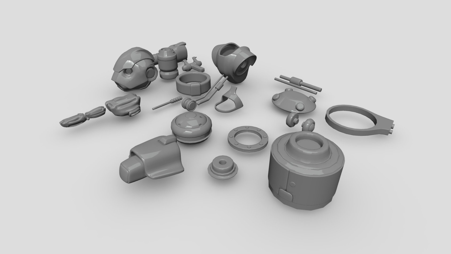 Different mechanical, robot parts.
Made of quads - ready for subdivide or sculpting.
No textures or UVS - Mechanical Parts - Buy Royalty Free 3D model by l0wpoly 3d model