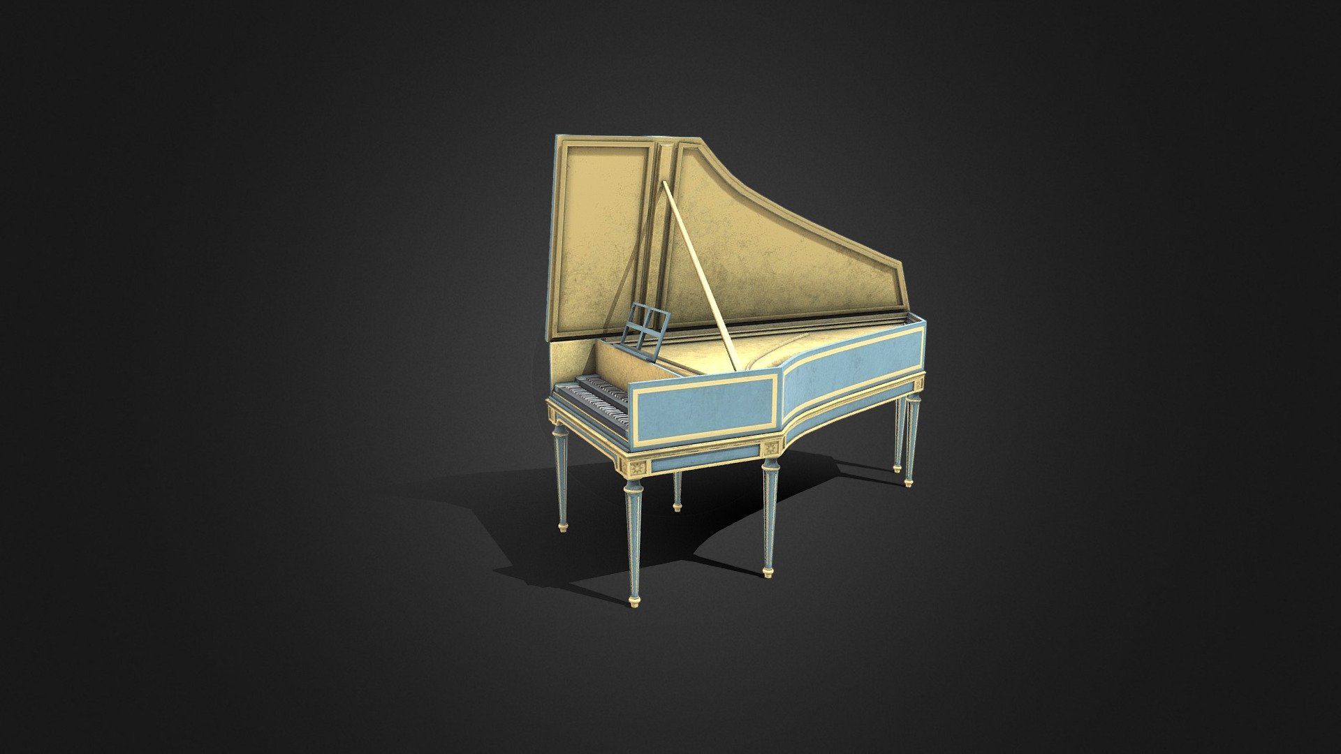 Baroque harpsichord of Louis XIV - Baroque harpsichord of Louis XIV - Buy Royalty Free 3D model by Dmitrijus Polonskis (@3dmi_pol) 3d model