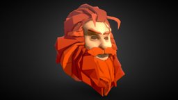 Low Poly Cartoon Hair Beard Mustache viking, medieval, nordic, deutschland, game, polygon