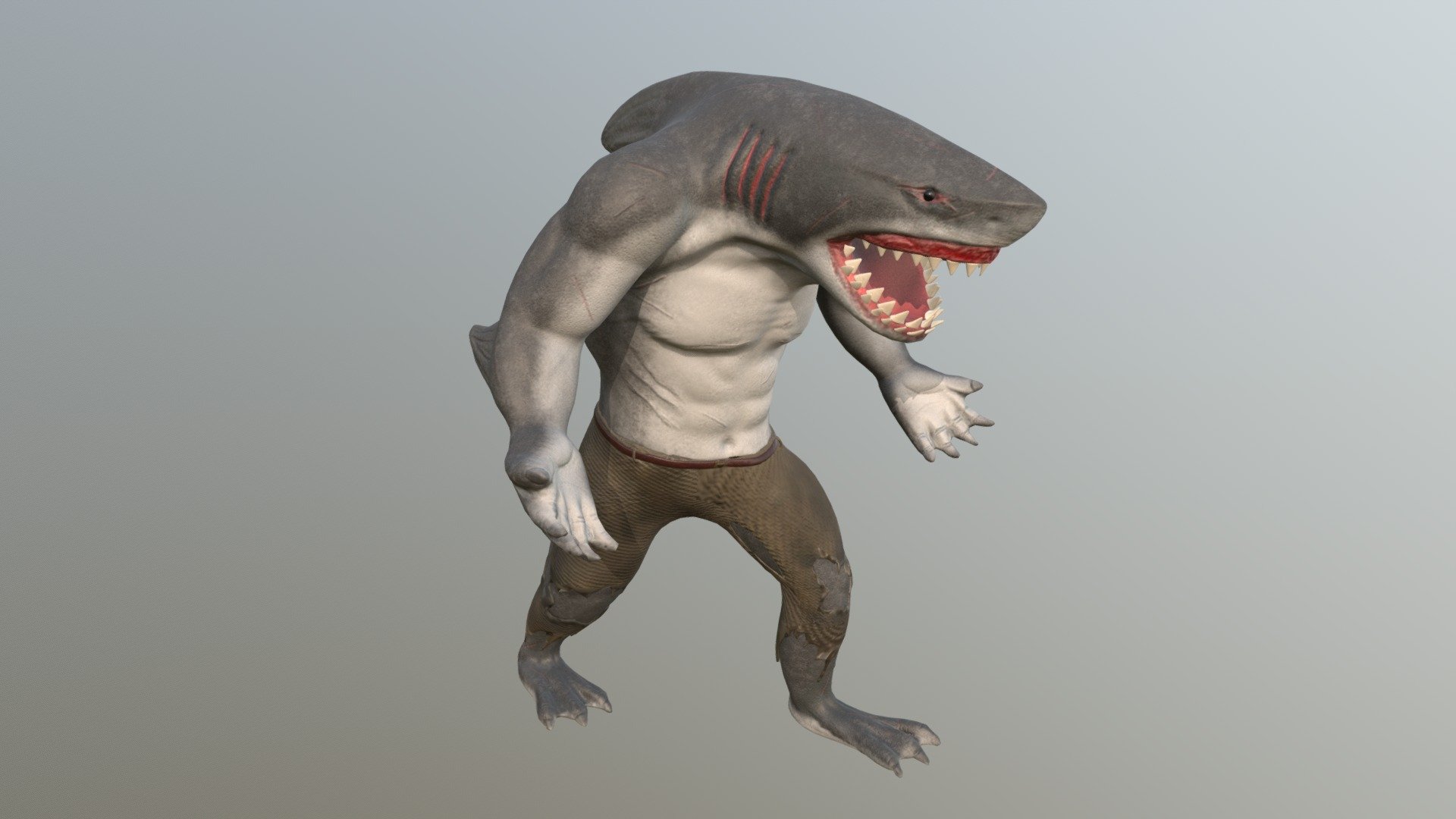King Flash 3D model from The Flash. 
This is the result from a long project, the model was made in Z Brush, the retopology was done in Blender and then the texture in substance Painter.
Hope you like it! - King Shark -The Flash - 3D model by SmadrigalR 3d model