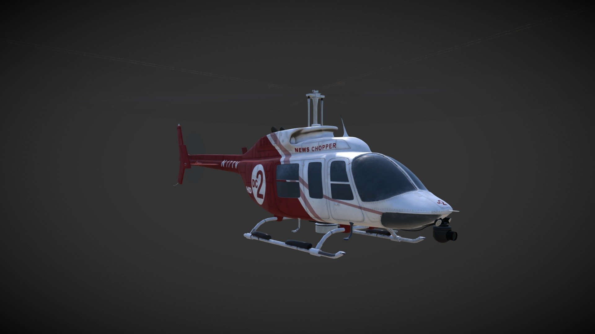 Helicopter used in a recent aircraft accident animation. Modeled and rigged in 3ds Max, textured in Quixel, and rendered in Unity - DC News helicopter - 3D model by KyleConwayArt (@kconway727) 3d model