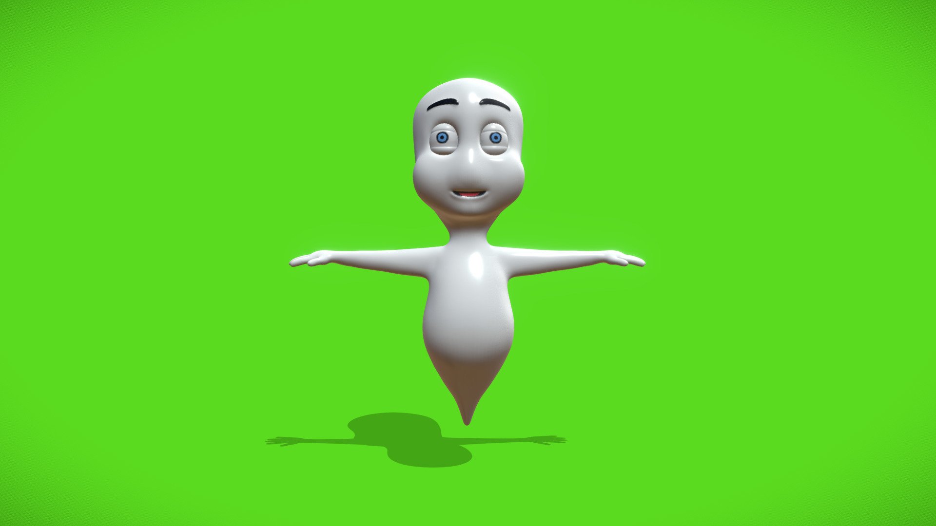 3D Model of Casper The Friendly Ghost. Handpainted (polypaint) and sculpted with ZBRUSH 3d model