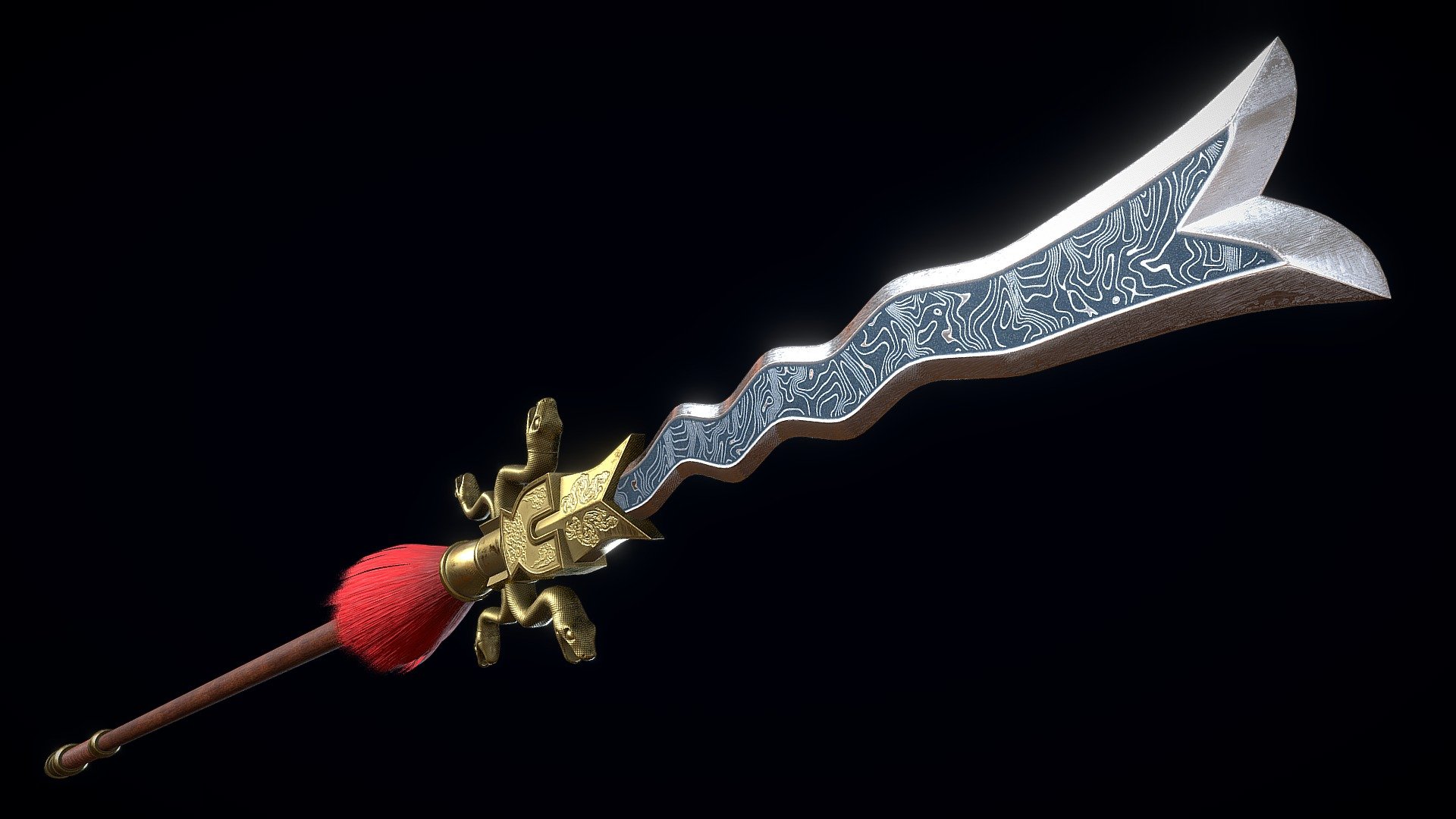 Low poly model of Serpent Spear, this model doesn't contain ngons and has optimal topology, includes two 2K texture sets - Serpent Spear - 3D model by CGnewbie 3d model