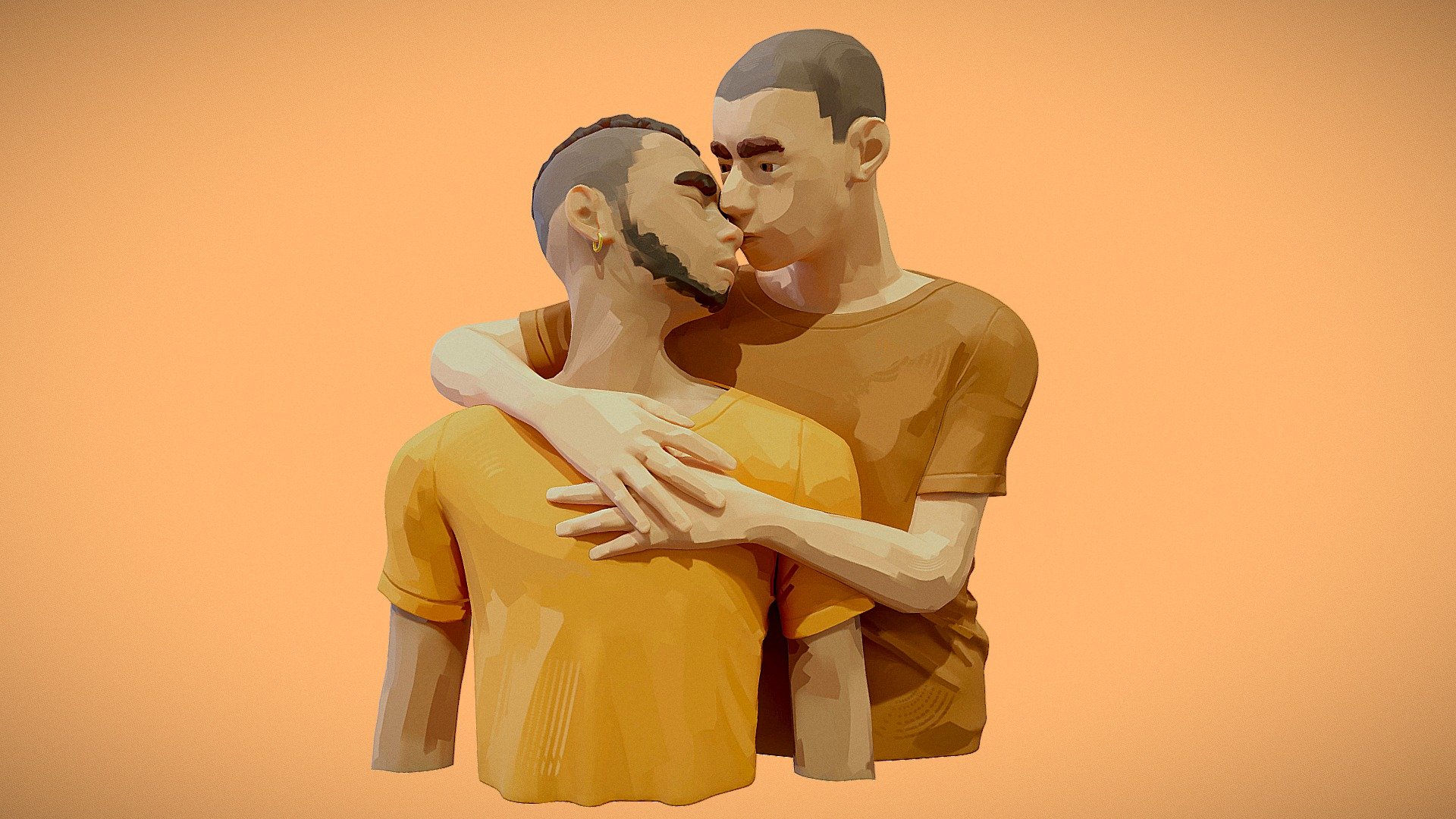 Two gays sculpted, baked and painted in Blender and Krita - 2 guys ⚣ - 3D model by wa_rouk 3d model