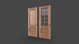 Rustic Wooden Doors modern, walnut, cottage, windows, architectural, worn, rustic, ready, handle, brass, grid, mahogany, glass, game, lowpoly, door, ooden