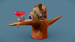 Chip & Dale RR tree, and, vechicle, chip, gadgets, rescue, rangers, dale, sketchfabcanchallenge, handpainted, cartoon, blender, lowpoly, home, free, stylized, download, warkarma, woodlandhideawaychallenge