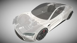 Tesla Roadster White with Chassis
