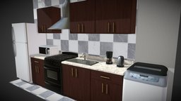 Kitchen room, coffee, microwave, furniture, kettle, maker, inside, kitchen, refrigerator, laundry, cupboard, allowance, lowpoly, home, electric, comprehensive