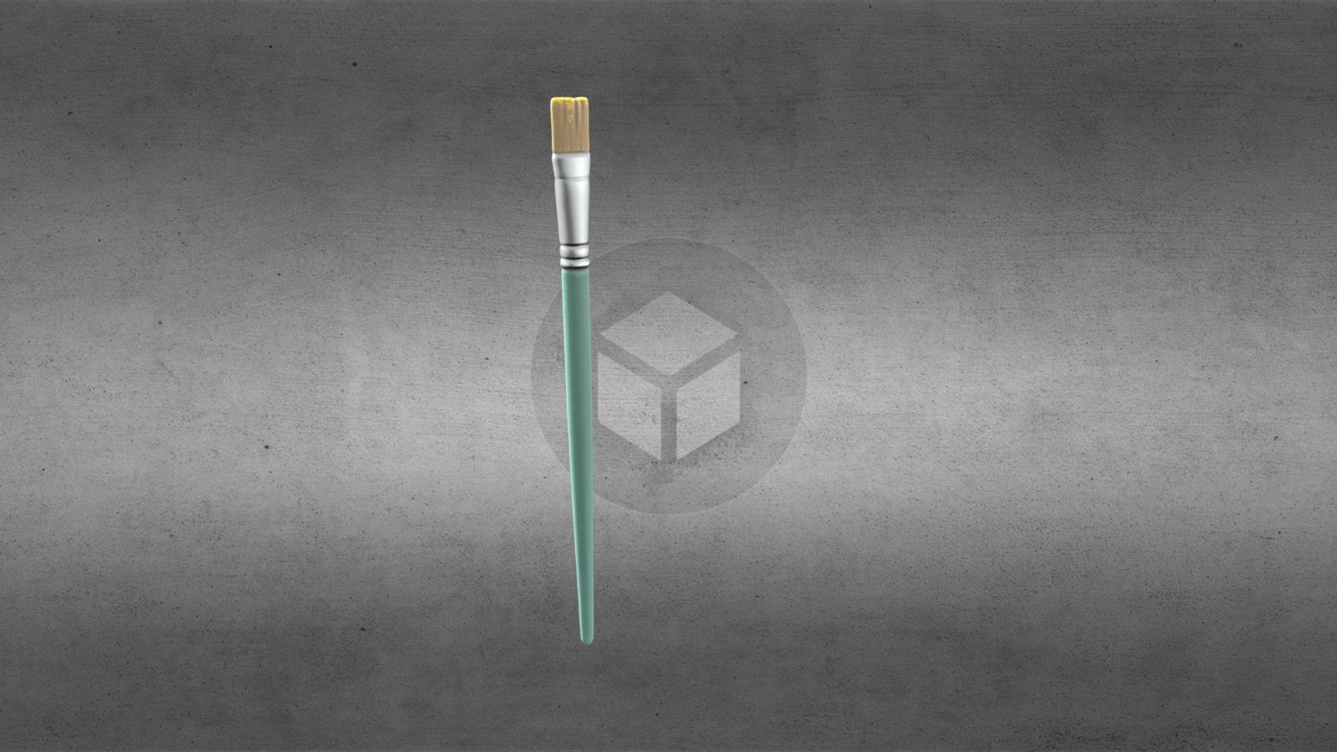 A painting brush with a fan shaped tip. Sculpted using Blender and ZBrush. Hand Painted in 3DCoat 3d model