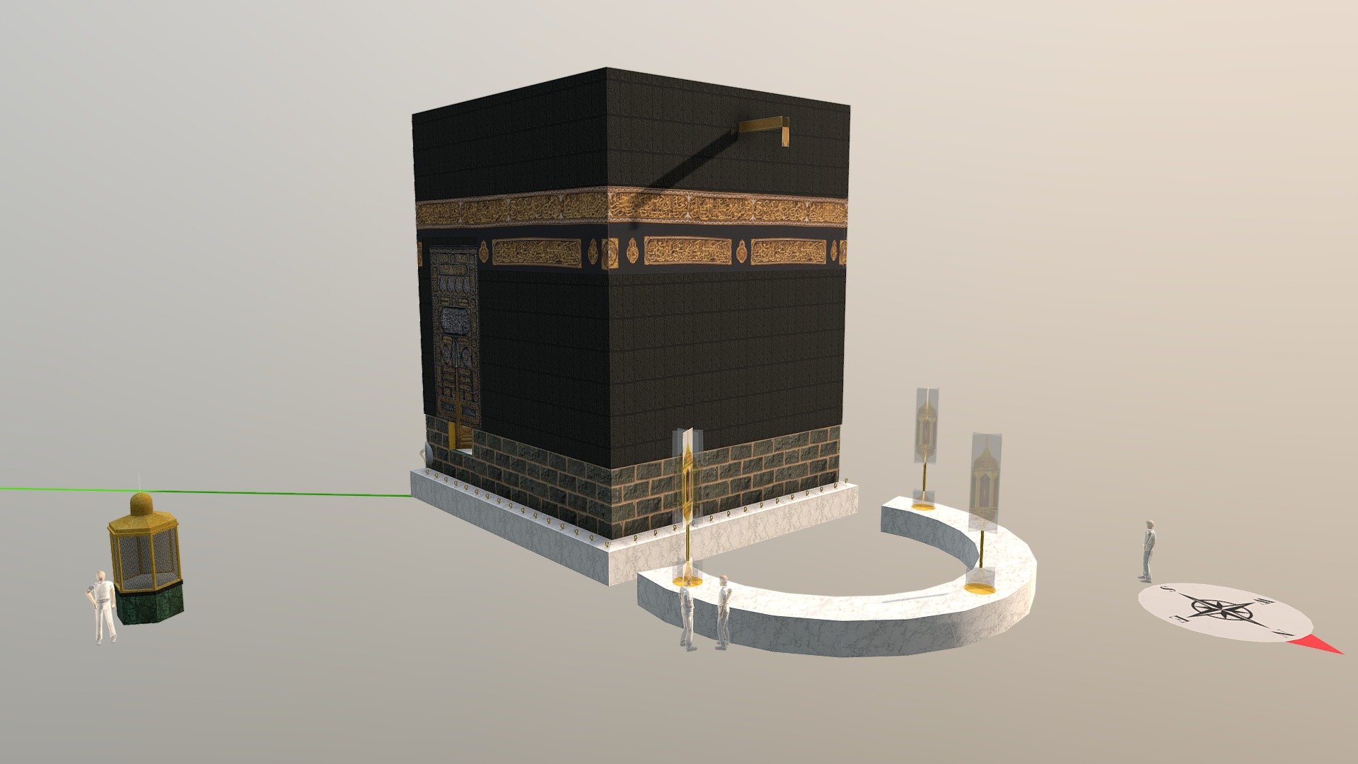 Download includes source files in OBJ, SKP, DAE, and KMZ formats, as well as photorealistic textures in an MTL file.

The Kabba (Arabic: ٱلْـكَـعْـبَـة The Cube) is a building at the center of Islam's most important mosque: the Al-Masjid Al-Ḥarām. This is the most sacred site in Islam. Muslims consider it the &ldquo;House of God,