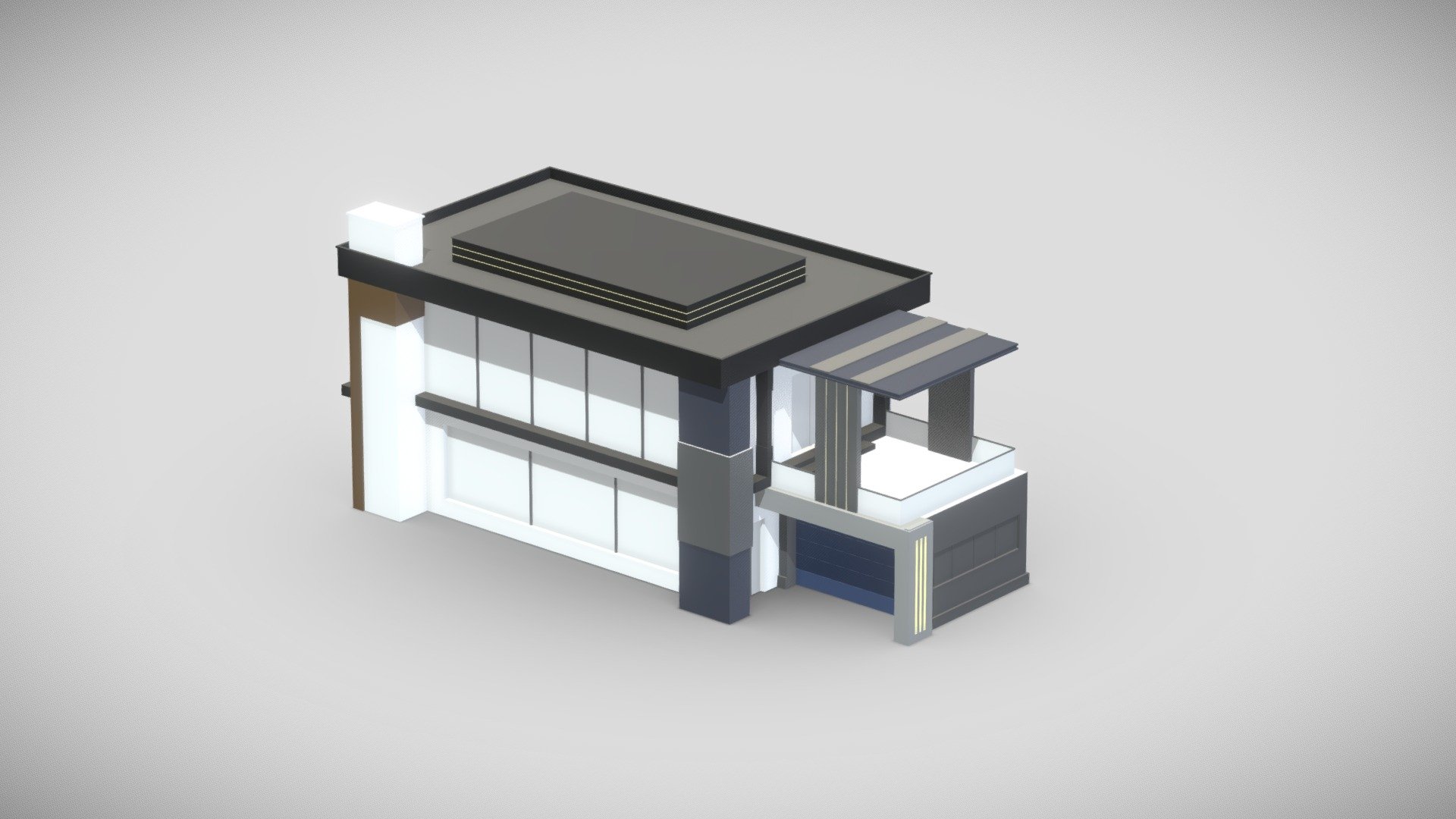 3D Low-poly modern house that you can use for your projects for video-games or website 3d model