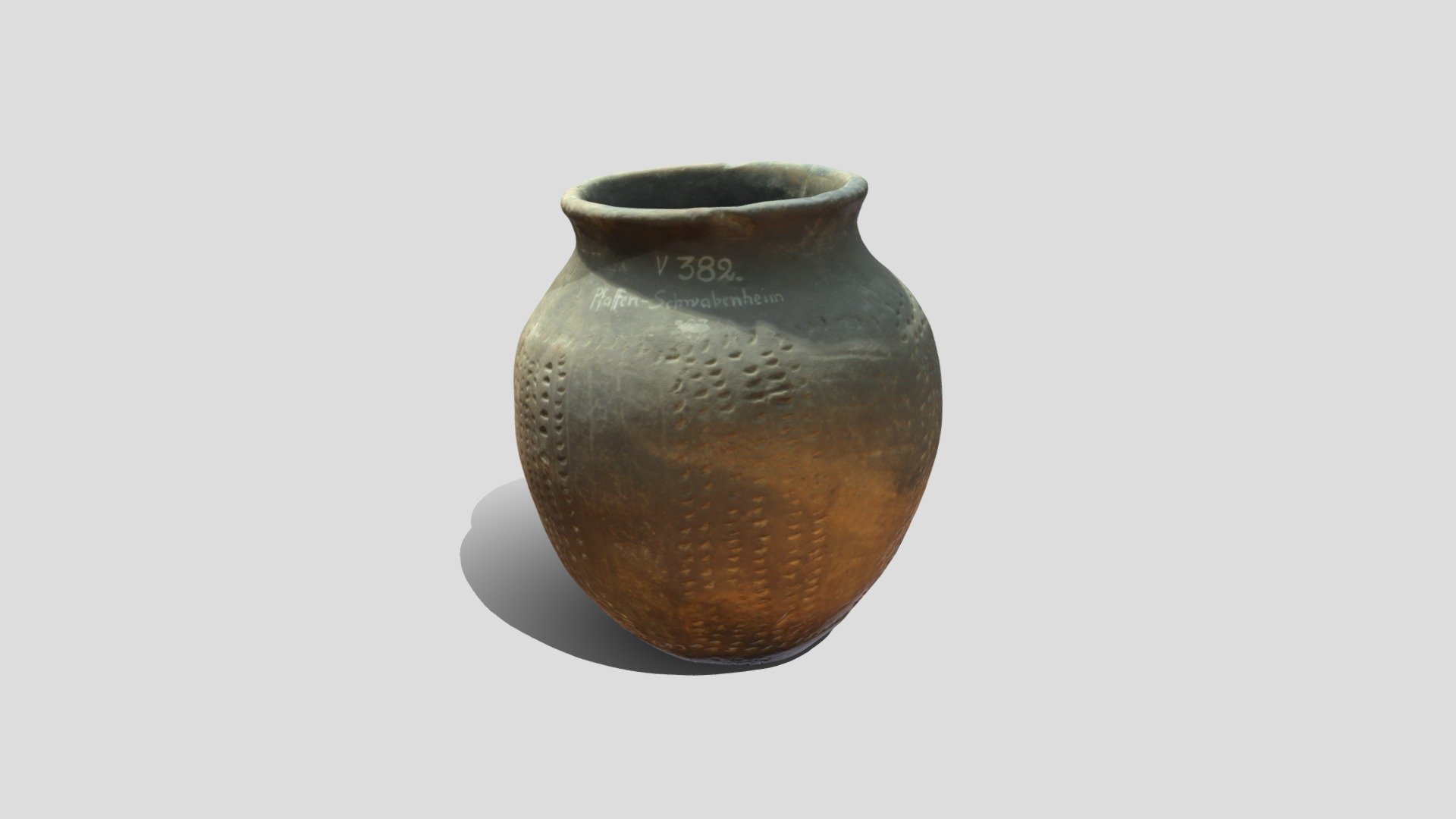This is a 3D model of a jar decorated with an incised pattern.

The original object was found in southwestern Germany.

Dating: Late Iron Age or Latène Period 3d model