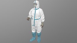 S00014 Doctor in a hazmat suit people, doctor, posed, virus, miniatures, realistic, scanned, models, medicine, health, physician, character, 3dprint, 3d, model, scan, man, human, polygon, covid, orderly, desinfector