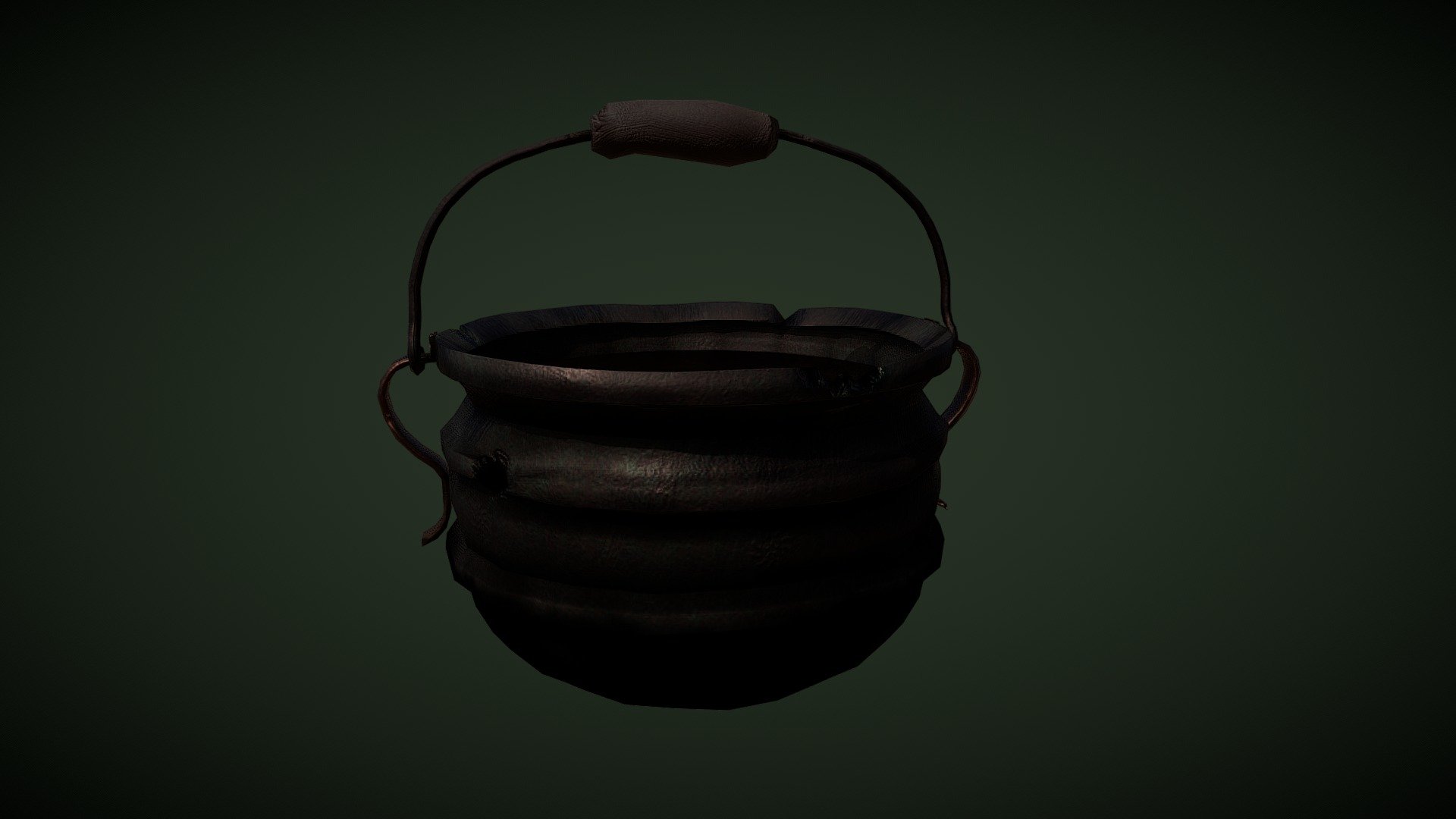 A worn bronze cauldron that is most often used to boil blood by witches in the forest. The cauldron is not meant to be empty 3d model