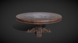Old Round Vintage Table low poly