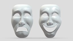 Theater Mask theatre, printing, sad, comic, fashion, theater, accessories, laughing, stage, comedy, entertainment, print, mask, smiling, facial, actor, carnival, expression, drama, tragedy, tragic, 3d, tragicomic