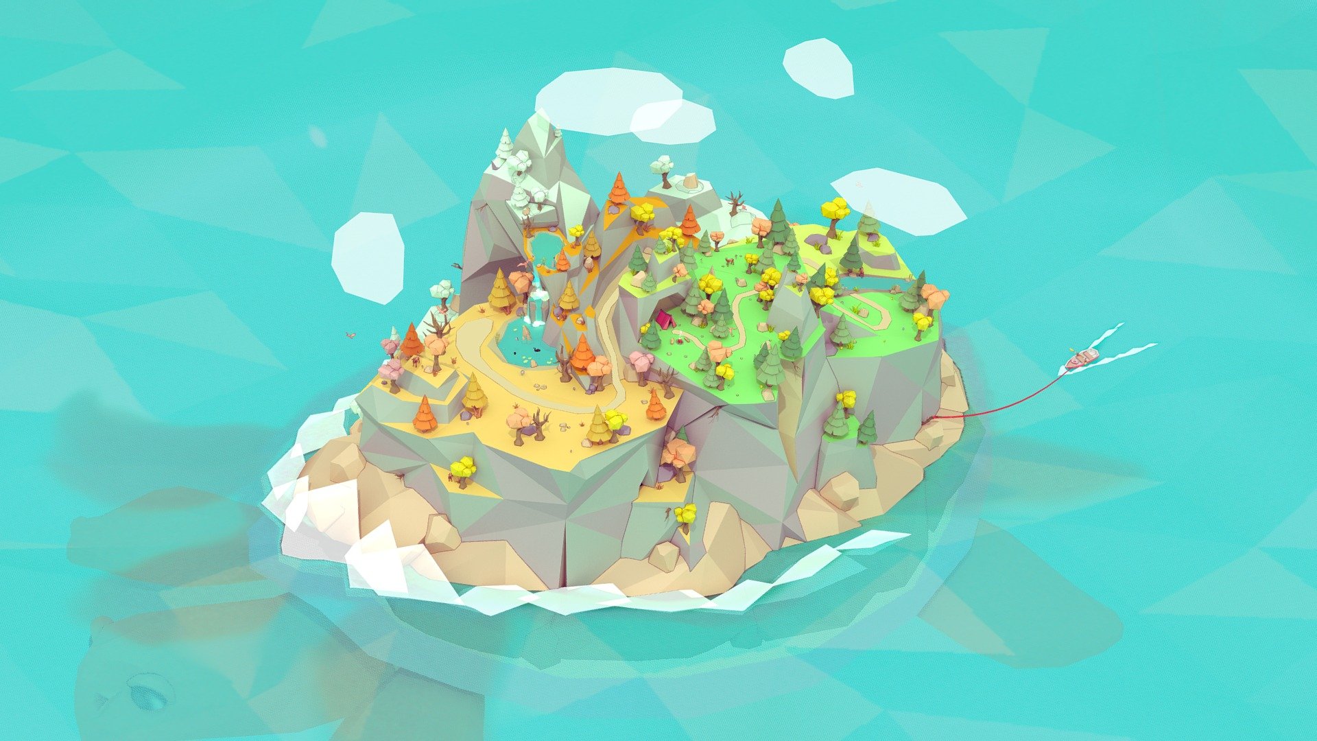 Hi! This is my entry for the Low Poly Fantasy Island contest. I wanted to use solid colors to get the low poly look, so there are almost no textures.

I hope you like!

Made in Blender 2.9 - The Wandering Island - 3D model by MarkusProud 3d model