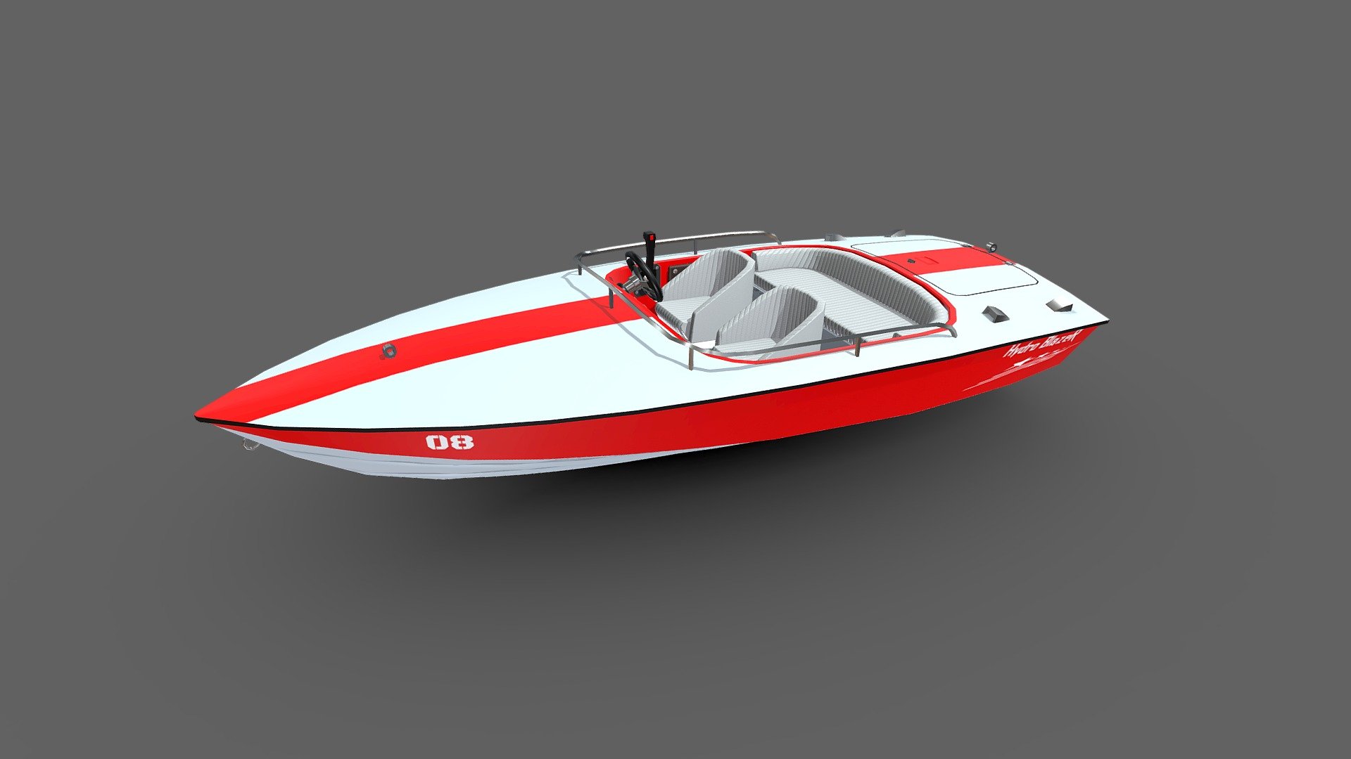 Speedboat




Low-poly ready to use in Games AR/VR ( 4500 tris)

Textures are in PNG format 4096x4096 PBR Metalness 1 set

Files unit: Centimeters

Available formats:MAX 2018 and 2015, OBJ, MTL, FBX

If you need any other file format you can always request it.

All formats include materials and textures.
 - Speedboat Low-poly - Buy Royalty Free 3D model by MaX3Dd 3d model
