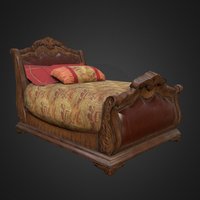 Classic bed (LOD 1: 2.941 Tris) bed, prop, props, lowpoly, model