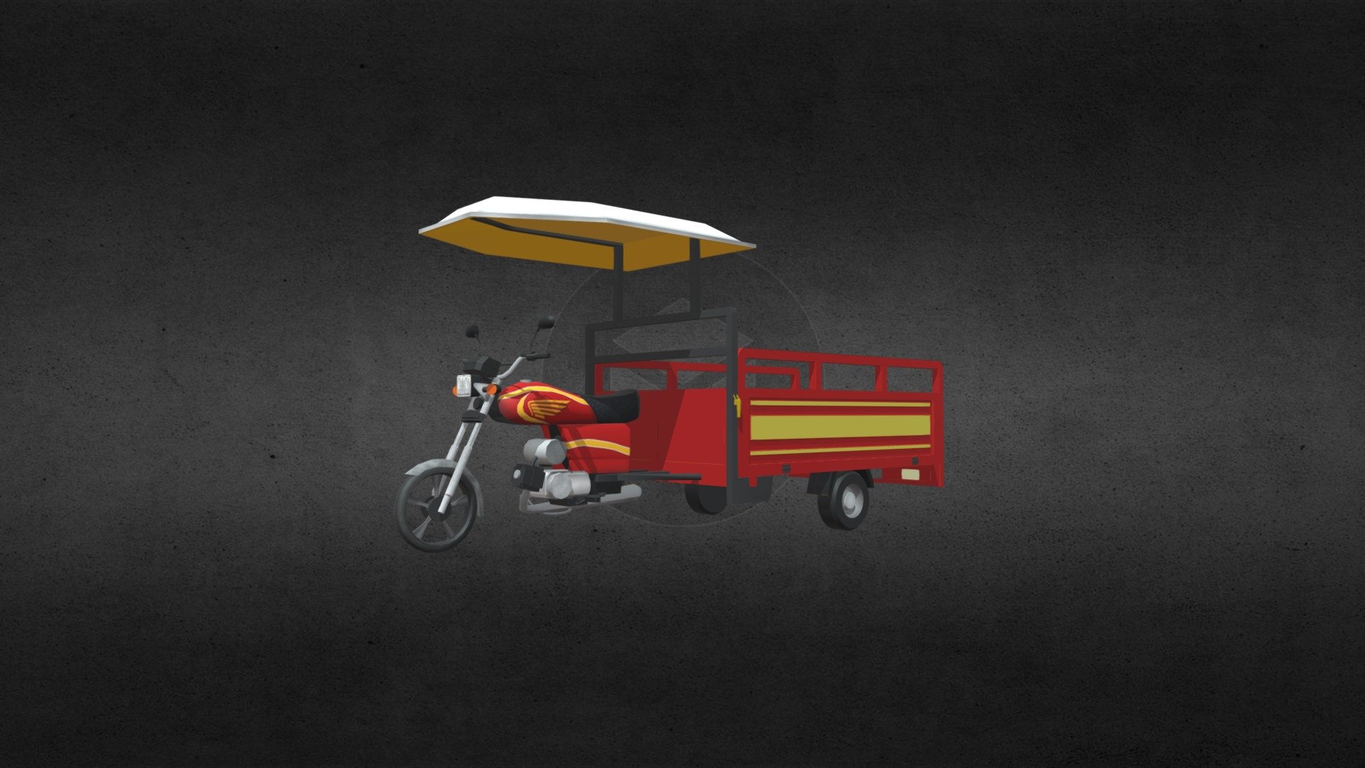 Qingqi Rickshaw Tuk Tuk Auto Rikshaw.
Modeled in Blender and textured in photoshop and blender.

Email me if you need this model or other auto rickshaw models, I can optimize its geometry as well as reduce materials to single material, texture atlas 3d model