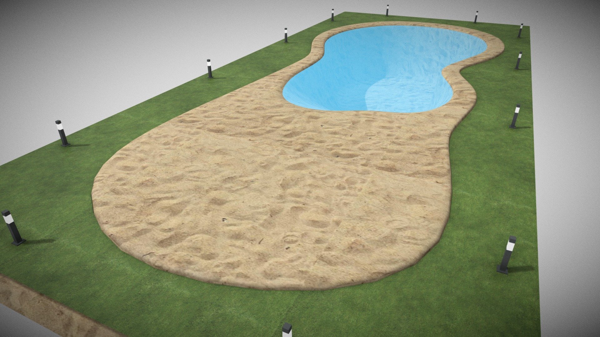 The natural beach pool can be an impressive element for your projects. low polygon, realistic finish, easy to use 3d model