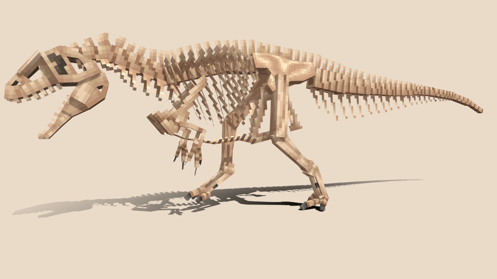 A low-poly model featured in Prehistoric Animalia, an addon for Minecraft Pocket edition/Minecraft Bedrock edition. (owned by me)

Other Infos
* Cubes: 221
* Bone groups: 35
* Texture size: 256x256 - Acrocanthosaurus atokensis Skeleton - 3D model by Zuyura 3d model
