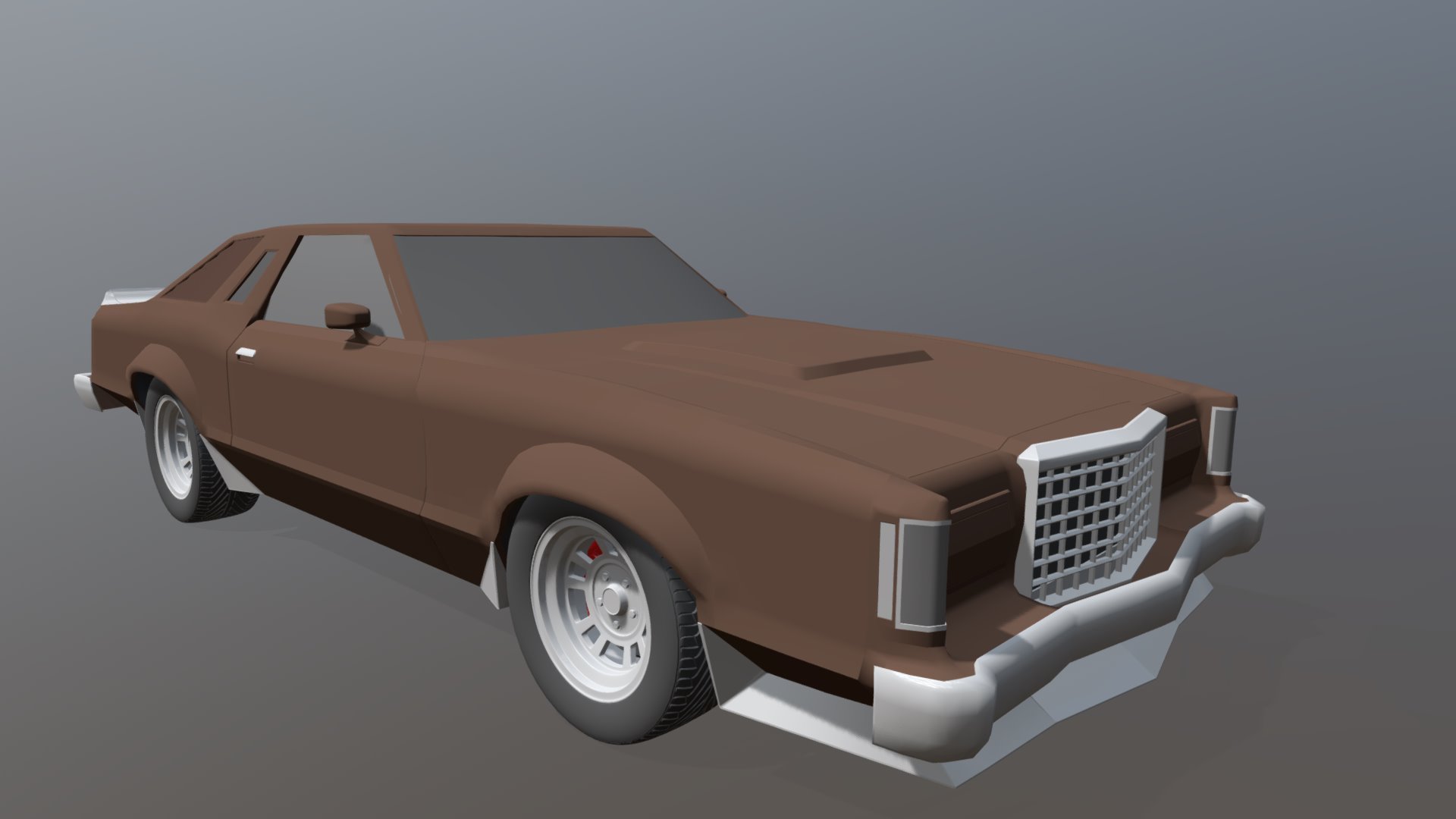 1977 Ford Thunderbird Turbo Coupe. Modeled in Maya and rendered in Blender's EEVEE engine. 
Renders can be seen on my website here 
I also made a turbo engine and full frame for another version of the project 3d model