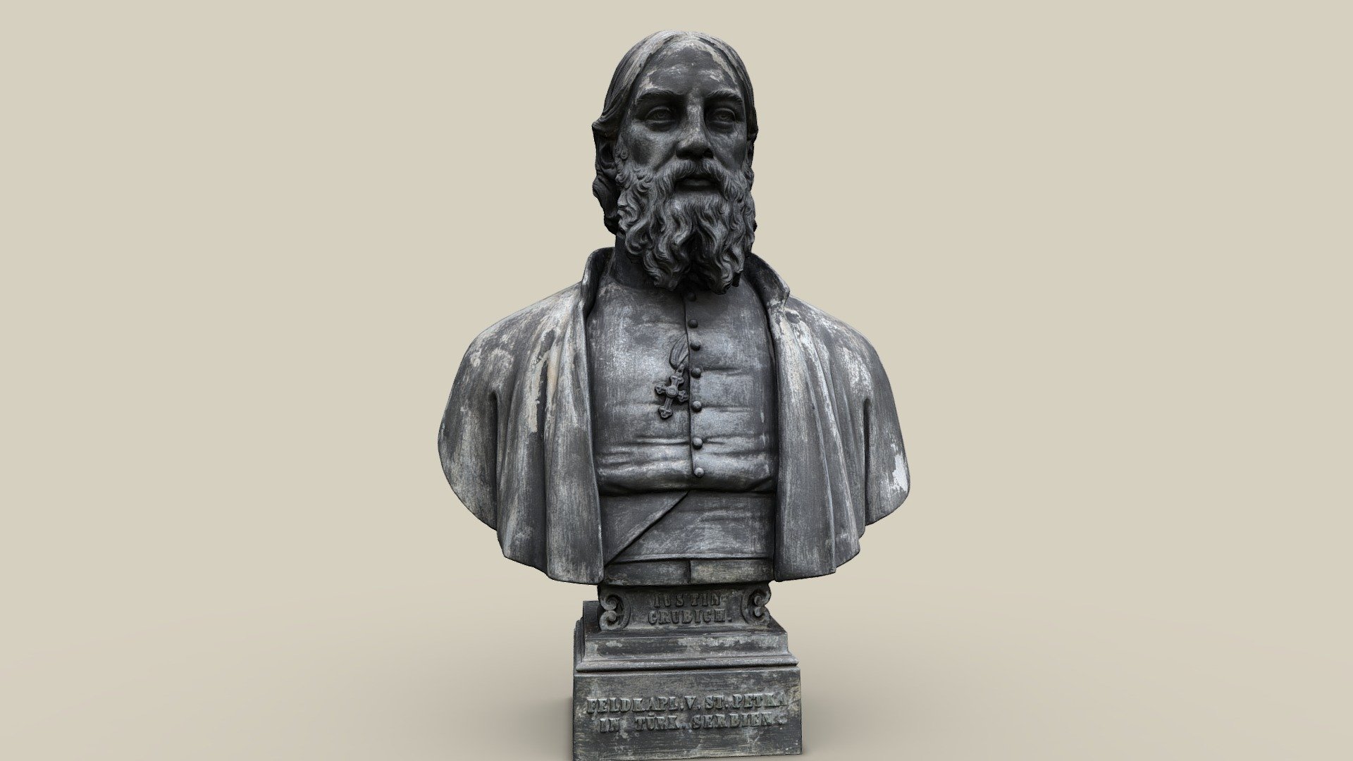 Bust of the field chaplain of St. Petka Justin Grubich in the Heldenberg memorial. Grubich represents a personality of the Hungarian campaign in 1848 and 1849. The revolution that broke out in Hungary on 15 March 1848 developed from October 1848 into Hungary's war of independence against the domination of the Austrian Habsburgs 3d model