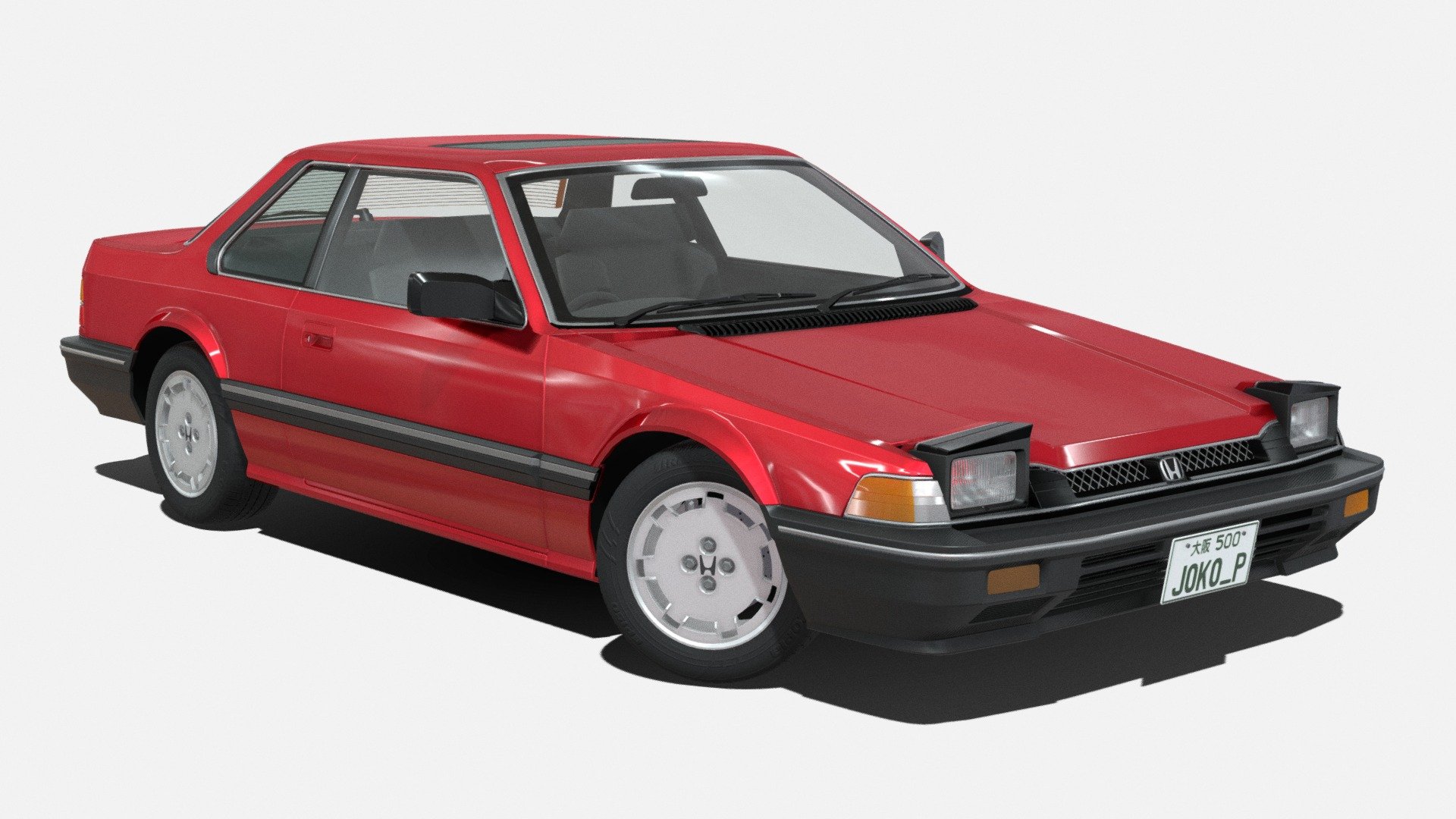 This is a second gen Honda Prelude. At first I actually wanted to make the 3rd gen (the 1989 one). But while looking for 3rd gen's blueprint, I found the 2nd gen one and I just want to make it. This is still the stock/factory form. I think I'm gonna make it looks like a rally build for this Prelude.

UV for body (to make livery) is ready. There's also another separate UV template for the windows. Here are some renders :





 - 1982 - 1987 Honda Prelude AB - Buy Royalty Free 3D model by Joko_P 3d model
