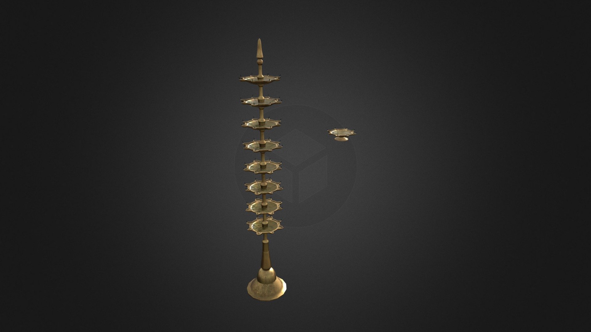 Inauguration Lamp low polygon game ready, AR, VR and other realtime app ready, A multi purpose  traditional Indian oil lamp 3d model