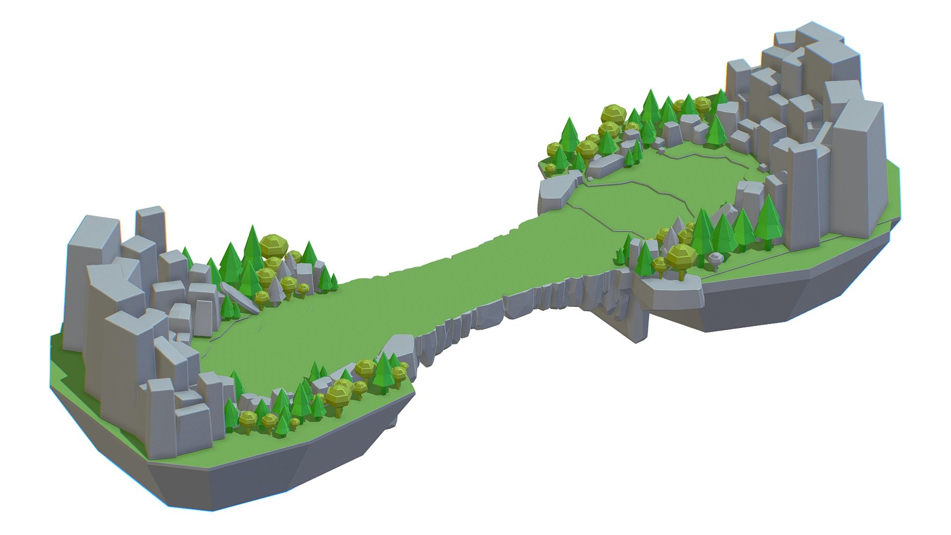 no textures only materials Maya File included - Isometrical Level Island and Bridge Area - Buy Royalty Free 3D model by Oleg Shuldiakov (@olegshuldiakov) 3d model