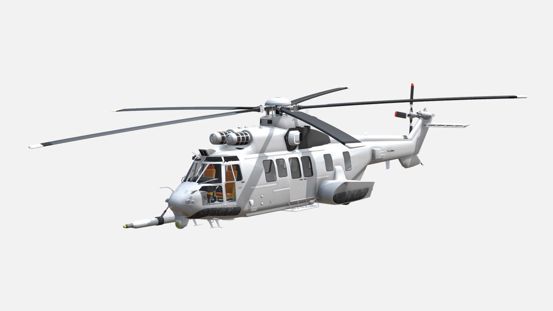 This high-quality 3D model depicts the EC-725 helicopter, a versatile and reliable aircraft used for various military and civilian applications. The model is meticulously designed, capturing intricate details of the helicopter's exterior and interior components. It's a perfect asset for aviation enthusiasts, simulation enthusiasts, or anyone in need of a realistic EC-725 representation 3d model