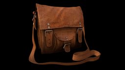 Old Leather Bag leather, prop, vintage, rusty, bag, brown, metal, props, old, leatherback, props-assets, satchel, asset, game, art, practice