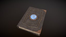 Lowpoly old magic book wizard, leather, b3d, prop, spell, mage, magical, spellbook, sourcerer, sketchfabweeklychallenge, book, asset, game, blender, lowpoly, blender3d, stylized, magic