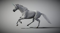 Unicorn unicorn, walking, gallop, equine, hoof, mane, fantasycreature, blender, texture, horse, animation, fantasy, rigged, stallon