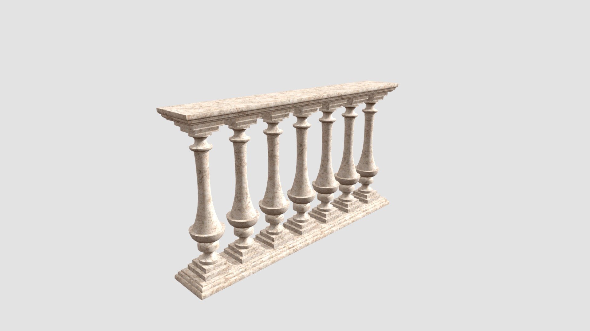 Highly detailed architecture railing with all textures and materials 3d model