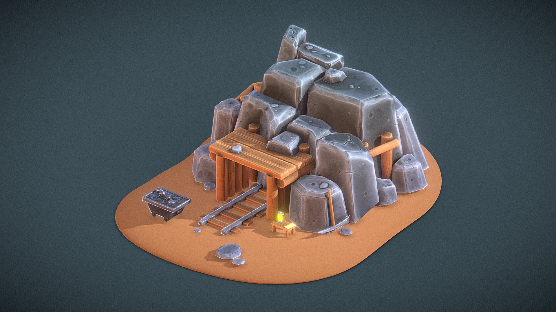 Hello, In this project, I have tried to model a mine environment based on a great concept by Sephiroth Art's isometric mineshaft.

here is the concept link below :
https://www.artstation.com/artwork/kkqR6

Hope you like it :) - Stylized Mine - 3D model by Gizem (@itsgizem) 3d model