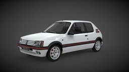Peugeot 205 gti car game ready vehicule, cars, vintage, realtime, peugeot, collection, realistic, gti, 205, lowpolymodel, weels, asset, game, blender, vehicle, lowpoly, blender3d, car, animated, rigged, peugeot-205