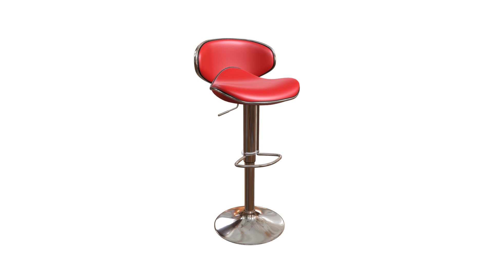 With high back and plush seat, the Fly has the most comfort for a barstool. It has a leatherette seat, a hydraulic piston, and an chrome plated foot rest and steel base. www.zuomod.com/fly-bar-chair-red - Fly Bar Chair Red - 300132 - Buy Royalty Free 3D model by Zuo Modern (@zuo) 3d model