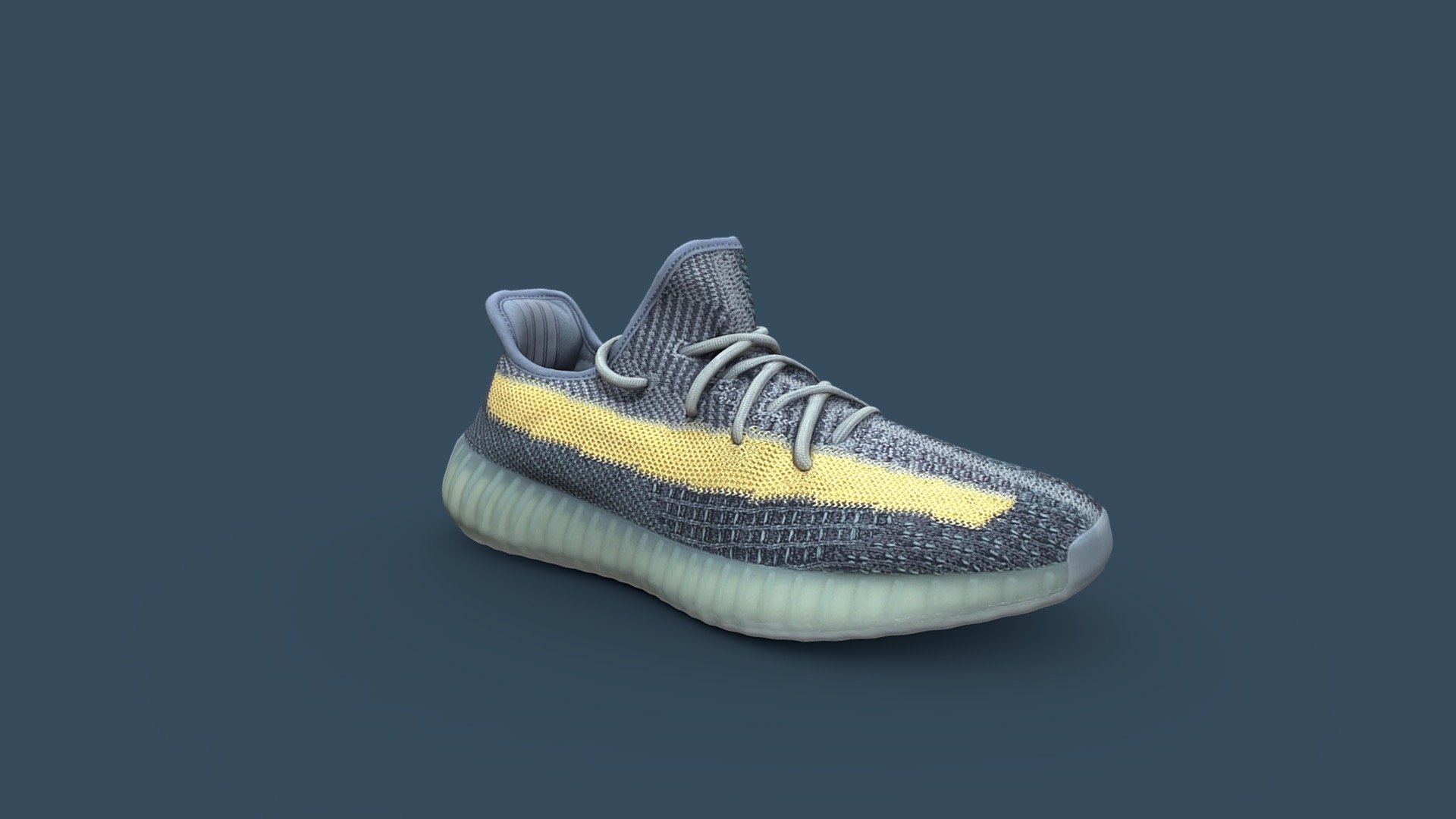 The adidas Yeezy Boost 350 V2 ‘Ash Blue’ carries a re-engineered Primeknit upper constructed from a blend of slate blue, grey and black fibers. A pale yellow hue distinguishes the post-dyed monofilament side stripe woven into the sneaker’s lateral side panel, delivering added breathability and an unexpected pop of color. The sock-like upper rides on a full-length Boost midsole, wrapped up in a semi-translucent rubber cage for improved stability and durability.

Black Ink Immersive - Adidas Yeezy Boost 350 V2 Ash Blue - 3D model by Black Ink (@blackink) 3d model