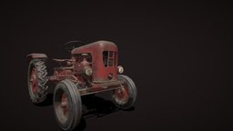 Tractor old tractor, lowpolymodel, pbr-texturing, gameart