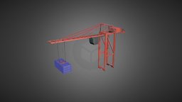 Port container crane well, transport, logistics, unreal-engine, port-container-crane, unity, vehicle, lowpoly, industrial