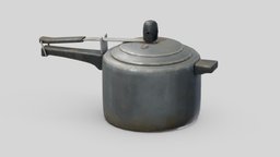 Pressure Cooker food, prop, vintage, used, dirt, cooker, furniture, frying, pan, oven, dirty, metal, realistic, old, kitchen, real, substancepainter, asset, game, lowpoly, design, stylized, pressure-cooker