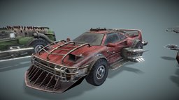 Customizable Post-Apocalyptic car apocalyptic, post-apocalyptic, post, apocalypse, postapocalyptic, customizable, walkingdead, weapon, unity, vehicle, lowpoly, mobile, car, gameready, zombie