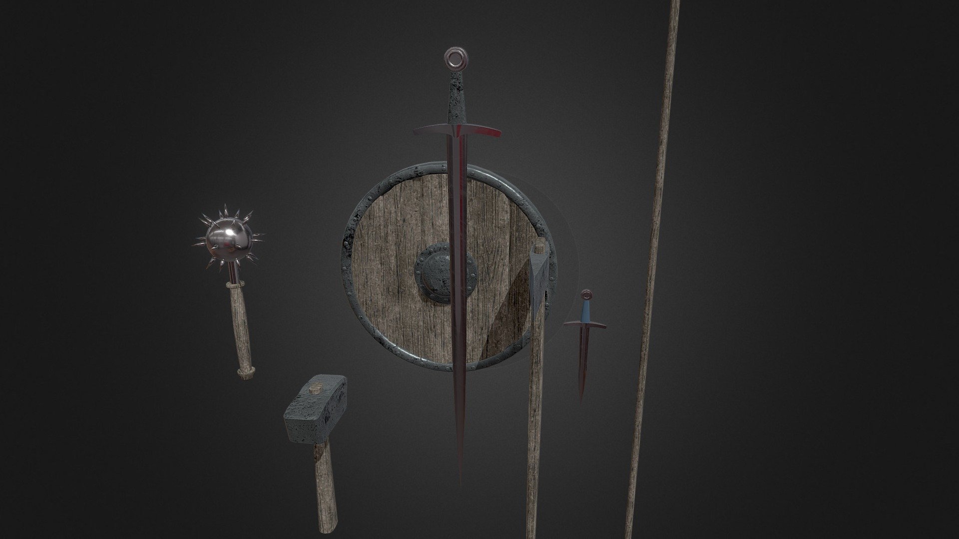 weapons medieval - weapons medieval - 3D model by percymodel 3d model
