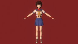 T pose rigged model of Sakura Kasugano
