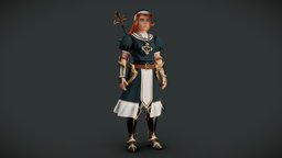 Stylized Nun Warrior (optimised for games) grenade, leather, cloth, warrior, big, priest, metal, holy, nun, cleric, character, female, sword, stylized, church